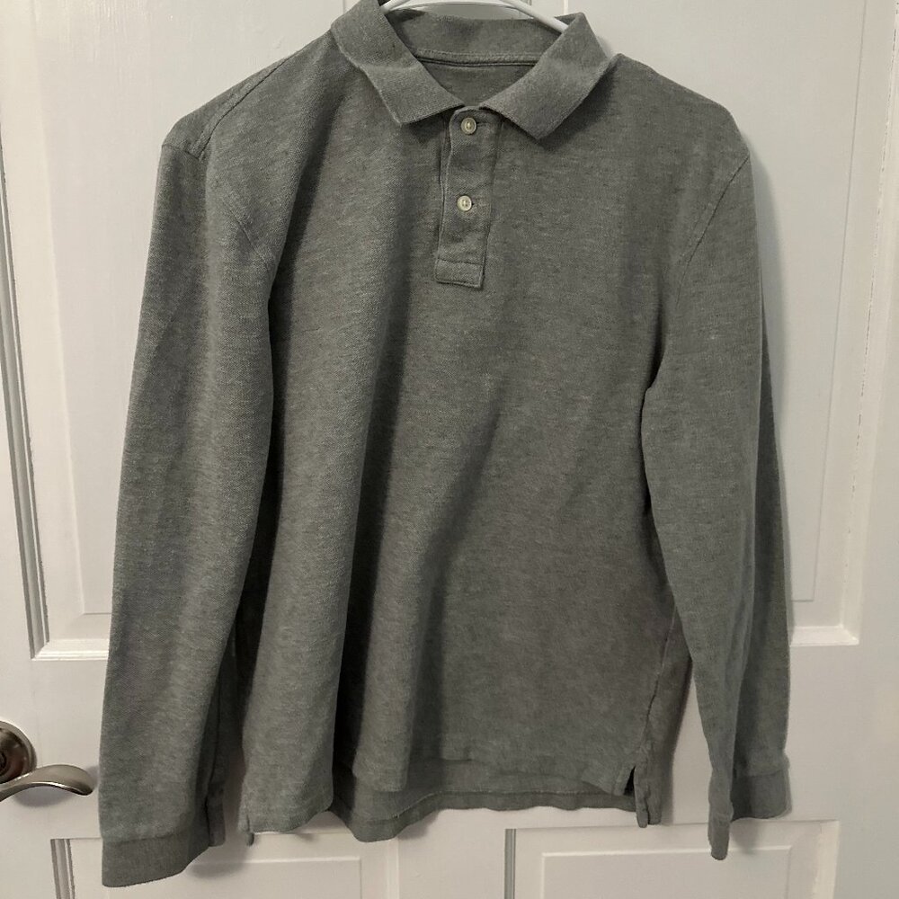 Men's Gray Long-Sleeve J. Crew Polo